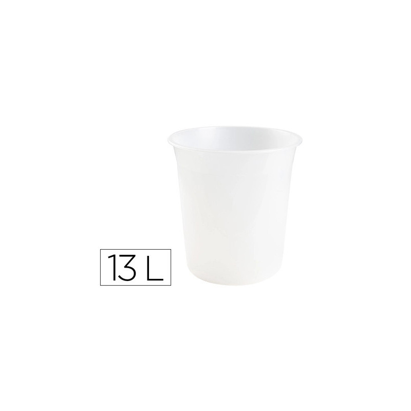 Corbeille papier q-connect plastique resistant 13l 275x285mm coloris transparent