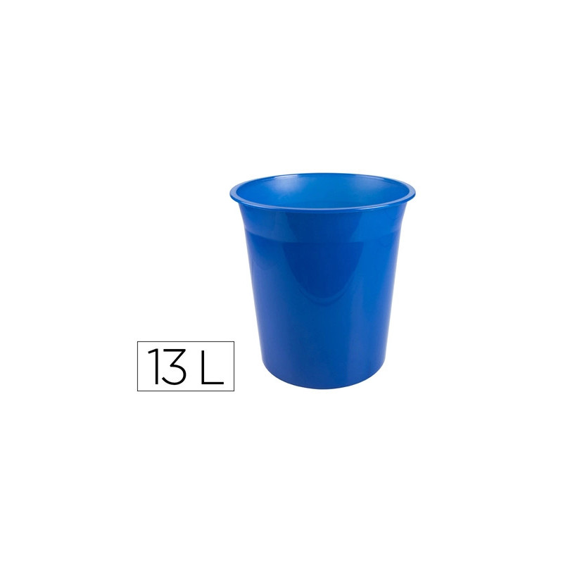 Corbeille papier q-connect plastique resistant 13l 275x285mm coloris bleu translucide