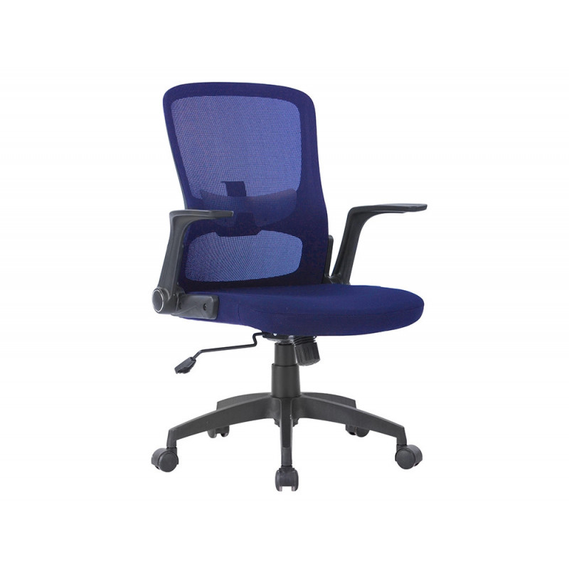 Chaise bureau q-connect rotative base nylon maille maximum supporte 130kg 910+75x550x610mm coloris bleu