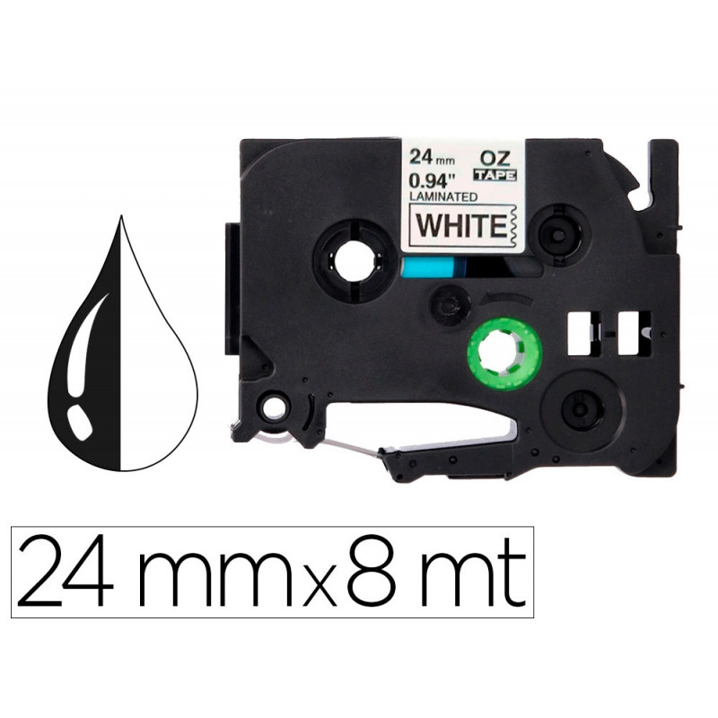 Ruban titreuse q-connect tze-251 blanc-noir 24 mm x 8 mt oze-251