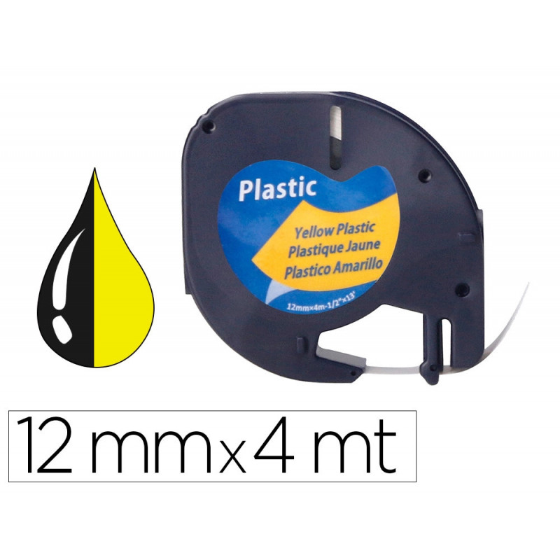 Ruban titreuse q-connect 12mm x 4 mt noir-jaune letratag 091202