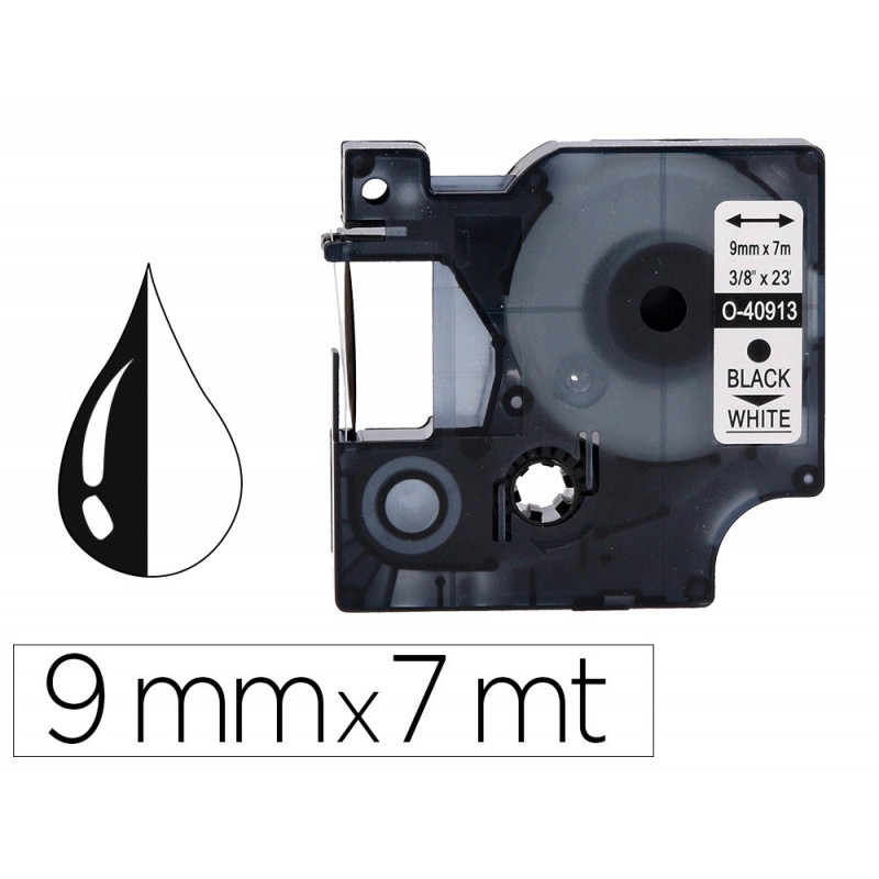 Ruban titreuse q-connect 1000 noir-blanc 9mm x 7mt d2 0-40913