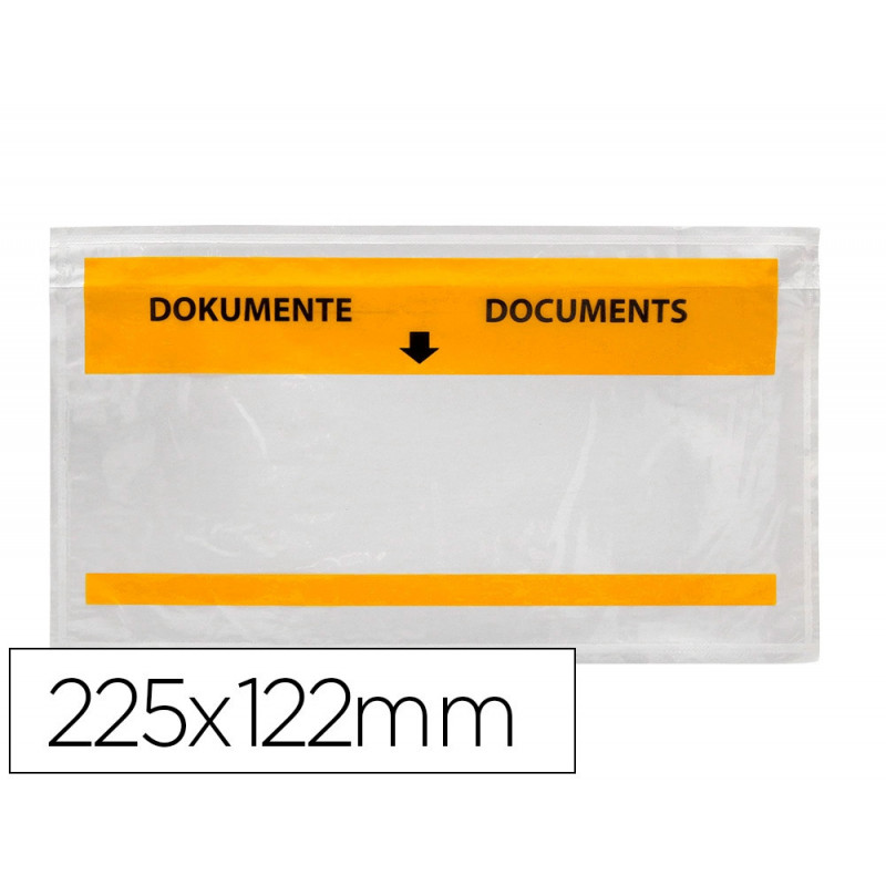 Pochette porte-documents q-connect 225x122mm auto-adhesive transparente texte francais allemand boite 1000 unites