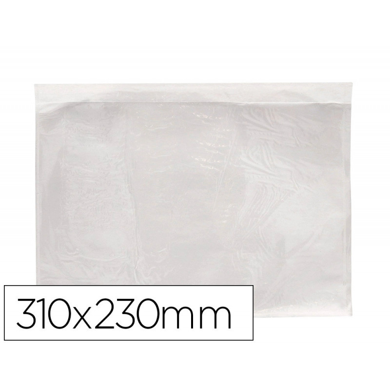 Pochette porte-documents q-connect auto-adhesive transparente 310x230mm paquet 100 unites
