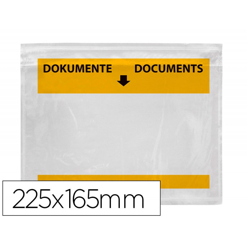 Pochette porte-documents q-connect 225x165mm auto-adhesive transparente texte francais allemand boite 100 unites