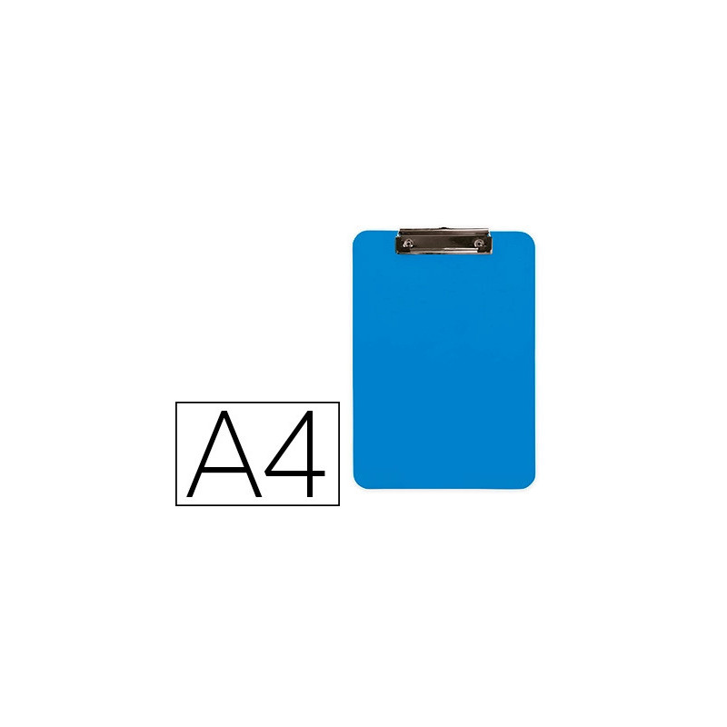 Porte-bloc q-connect plastique rigide epaisseur 2,5mm a4 210x297mm pince metallique coloris bleu ciel