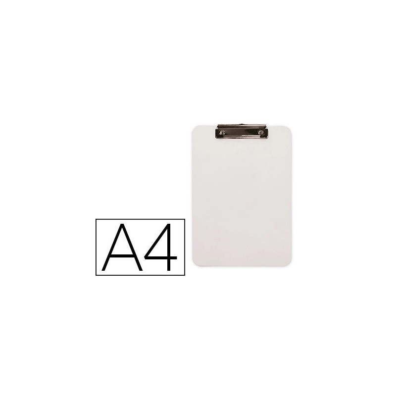 Porte-bloc q-connect plastique rigide epaisseur 2,5mm a4 210x297mm pince metallique coloris blanc