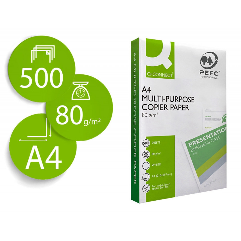 Papier q-connect a4 80g/m2 multifonction economy 500 feuilles 160 cie