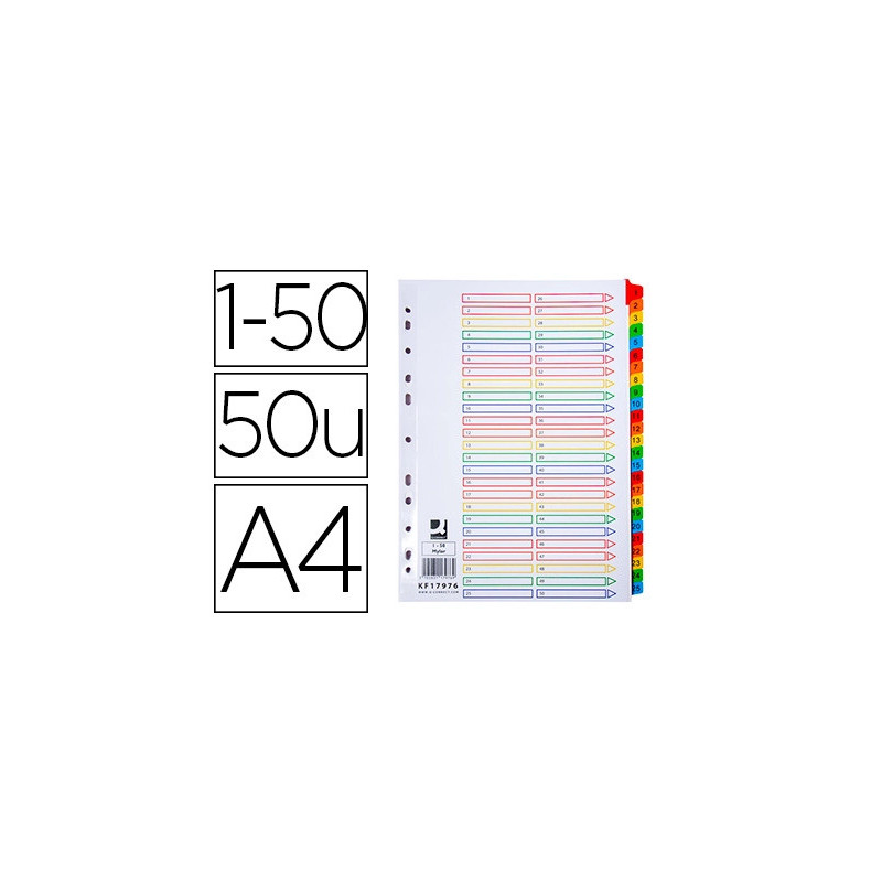 Intercalaire q-connect numérique plastique 25 positions a4 210x297mm carte mylar 50 touches