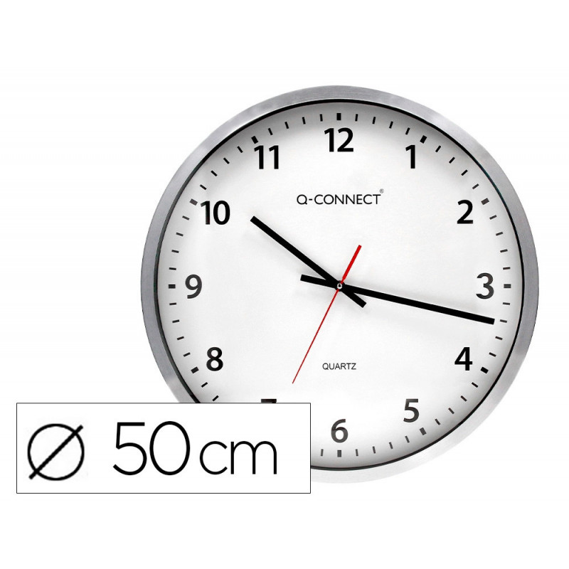 Horloge q-connect murale design actuel grande lisibilité 1 pile aa non fournie diamètre 60cm gris chromé