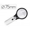 Loupe électrique q-connect lentille verre ronde 75mm diamètre monture abs grossissement par 3 3 ampoules led