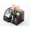 Organiseur bureau q-connect maille métallique 5 compartiments et 1 tiroir 220x140x130mm coloris noir