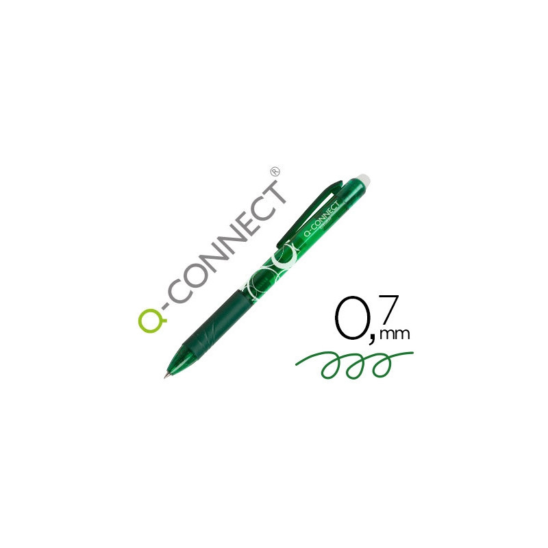 Roller q-connect écriture moyenne 0.7mm encre effaçable grip préhension gomme sertie coloris vert