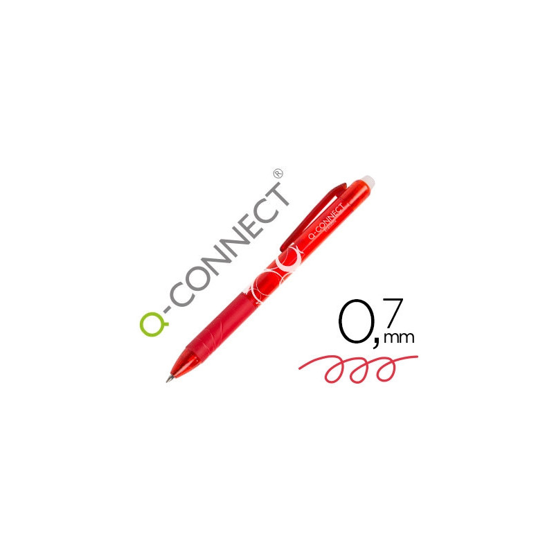 Roller q-connect écriture moyenne 0.7mm encre effaçable grip préhension gomme sertie coloris rouge
