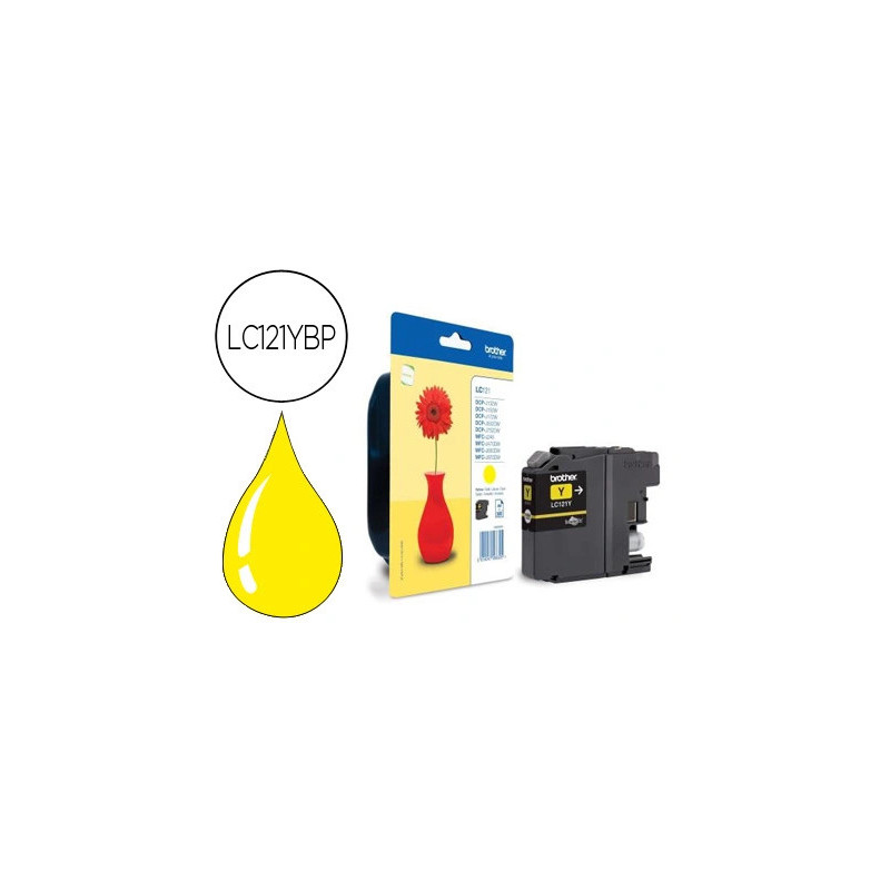 Cartouche brother lc121ybp jet d'encre dcp-j100/j105/j132/j152/j552/j752/mfc-j245/j470/j650/j870