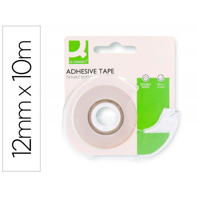 Ruban adhésif q-connect double face 10mx12mm avec dévidoir