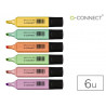 Surligneur q-connect pastel tracé 2/5mm pointe biseautée pochette 6 unités coloris jaune rose orange vert bleu violet