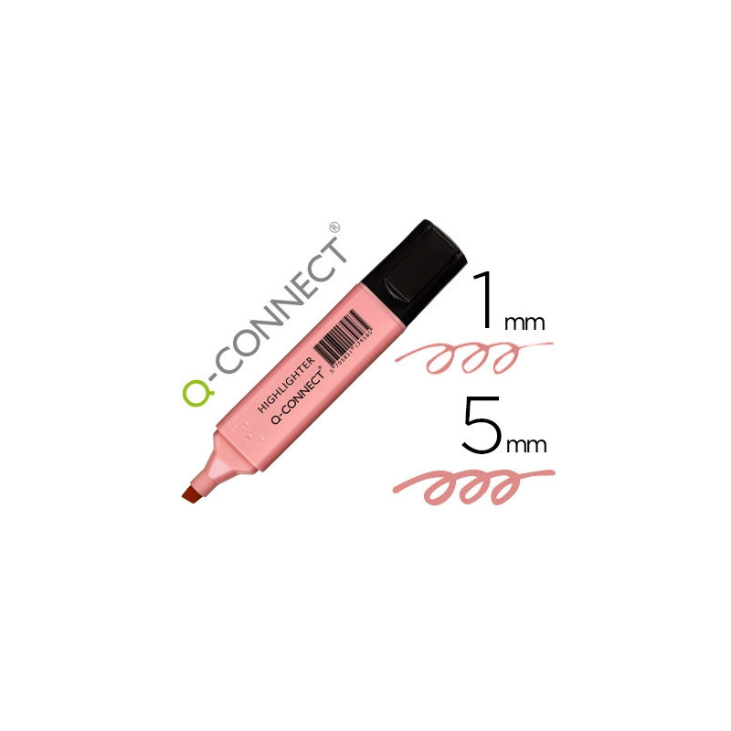 Surligneur q-connect pastel tracé 2/5 mm pointe biseautée coloris rose