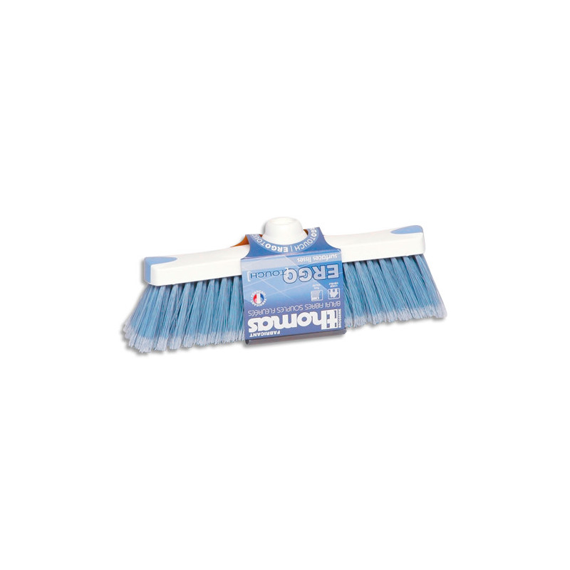 BROSSERIE THOMAS Balai en fibre en pvc souple Bleue Ergotouch, monture Blanche en PP L28 x H7,5 x P4,5 cm