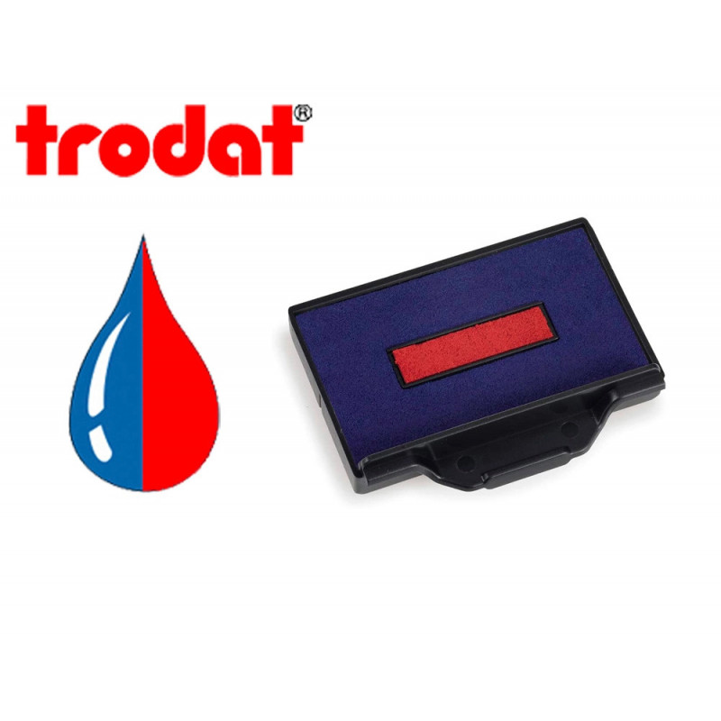 Cassette encrage bicolore trodat 6/53/2 pour encreur metal line/printy 5440 taille 49 x28mm coloris bleu/rouge