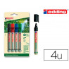 Marqueur edding e-28 ecoline tableau blanc rechargeable pointe ogive 1,5/3mm encre cap-off effacable a sec set 4