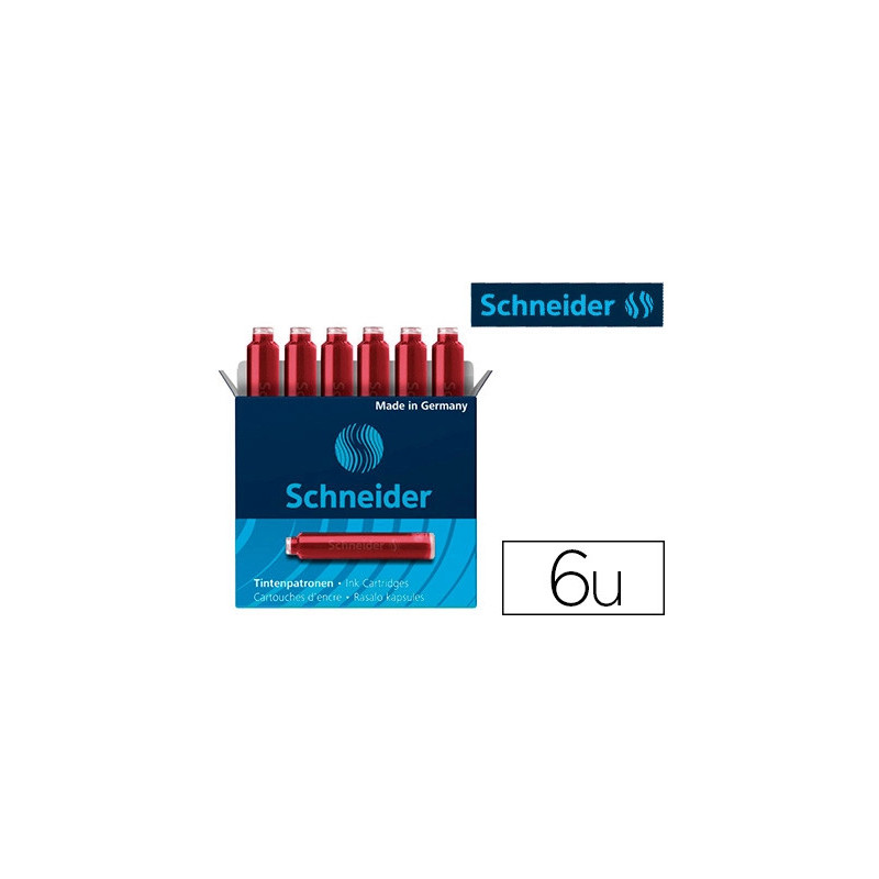 Cartouche encre schneider rouge boite 6 pieces