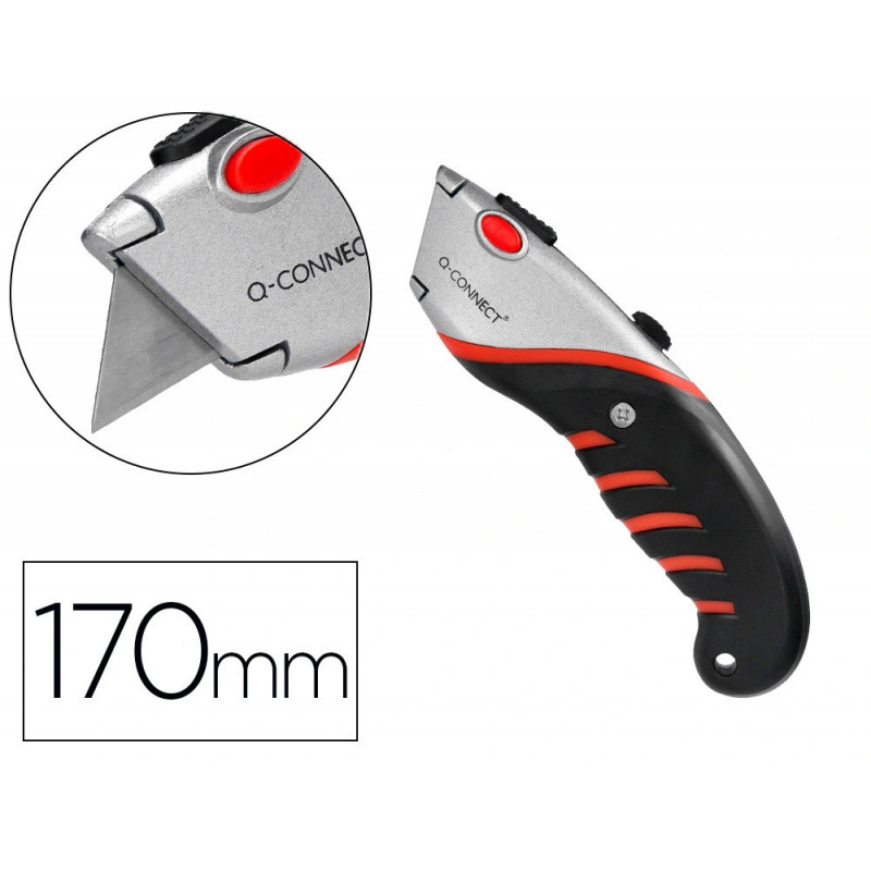 Cutter xd-8300 q-connect en metal et caoutchouc lame 18mm retrtactable interchangeable avec frein de securite