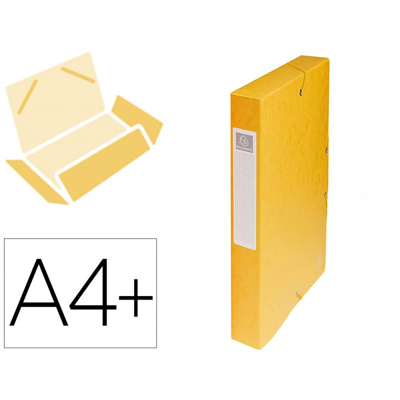 Boîte classement exacompta exabox carte lustrée 7/10e a4+ 25x33cm dos 4cm coloris jaune