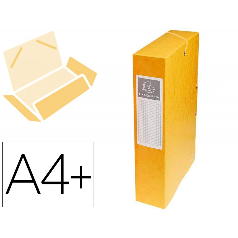 Boîte classement exacompta exabox carte lustrée 7/10e a4+ 25x33cm dos 6cm coloris jaune