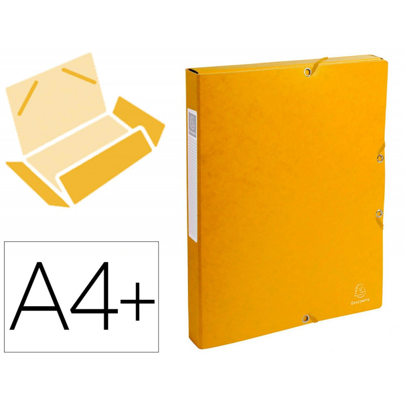 Boîte classement exacompta exabox carte lustrée 7/10e a4+ 25x33cm dos 2,5cm coloris jaune