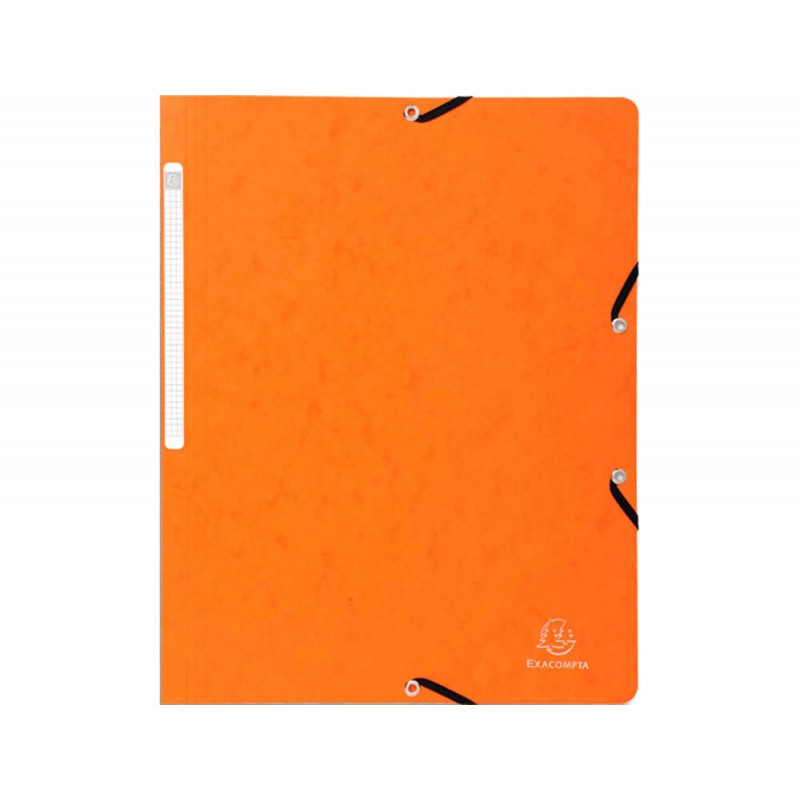 Chemise exacompta sans rabat carte lustrée 4,5/10e a4 24x32cm étiquette dos élastique coloris orange