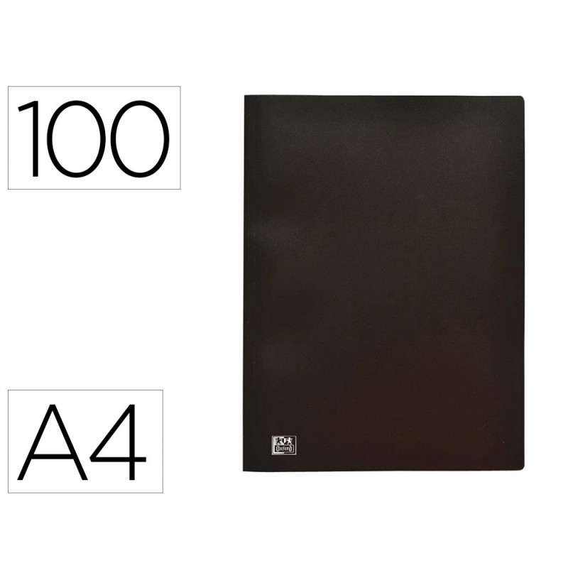 Protege-documents oxford standup a4 couverture polypropylene souple 100 pochettes fixes 200 vues coloris noir
