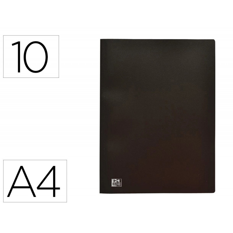 Protege-documents oxford standup a4 couverture polypropylene souple 10 pochettes fixes 20 vues coloris noir