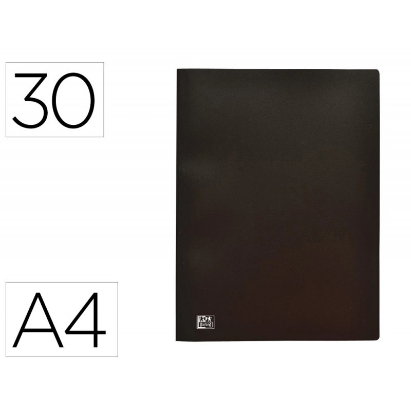 Protege-documents oxford standup a4 couverture polypropylene souple 30 pochettes 60 vues coloris noir