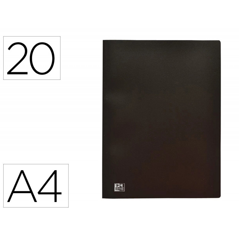 Protege-documents oxford standup a4 couverture polypropylene souple 20 pochettes 40 vues coloris noir