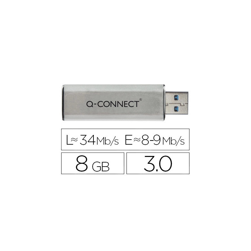 Clé usb q-connect 3.0 8gb lecture175mb/s écriture 60mb/s ré tractable interface superspeed 3.0 compatible usb 2.0