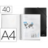 Protège-documents liderpapel polypropylène couverture rigide spirale 40 pochettes fixes a4 210x297mm coloris noir