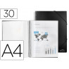 Protège-documents liderpapel polypropylène couverture rigide spirale 30 pochettes fixes a4 210x297mm coloris noir