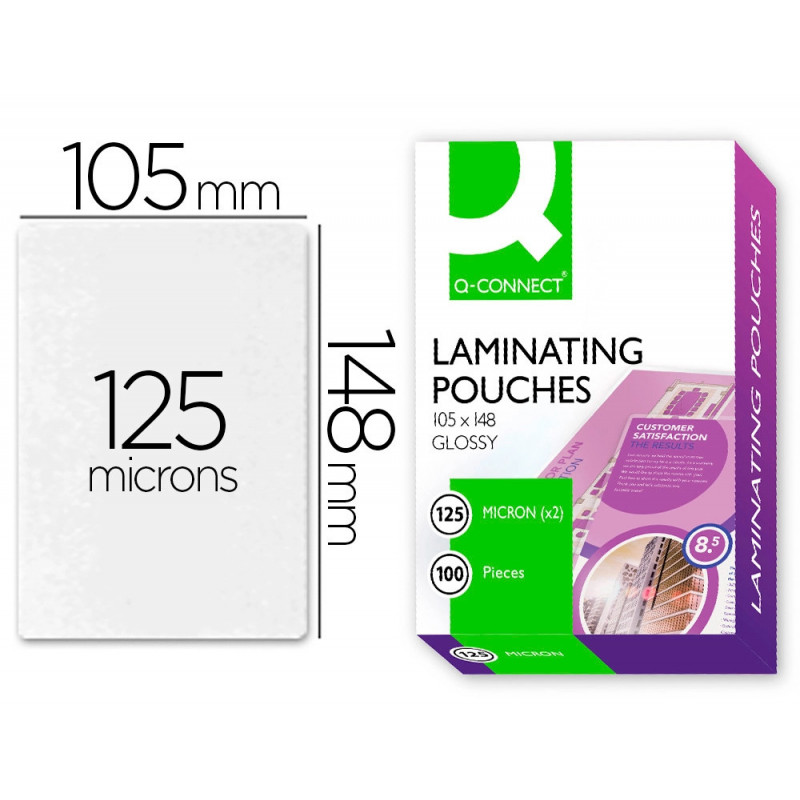 Pochette plastification q-connect à chaud économique format a6 105x148mm 125 microns boîte de 100 unités