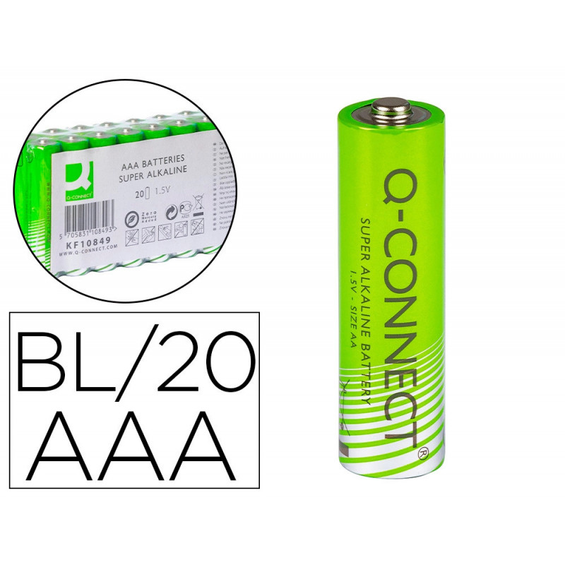 Pile q-connect alcaline aaa lr03 capacité 1.5v pack 20 unités