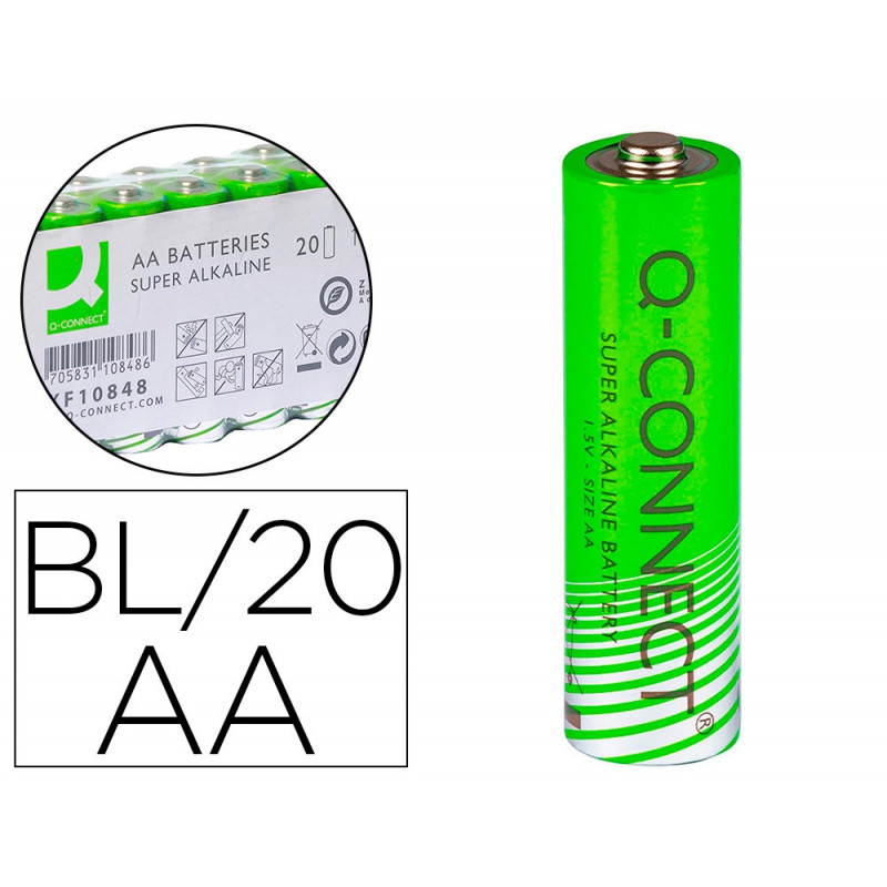 Pile q-connect alcaline aa lr6 capacité 1.5v pack 20 unités