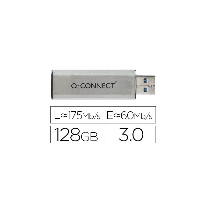 Clé usb q-connect 3.0 128gb lecture 50mb/s écriture 10-15mb/s rétractable interface superspeed 3.0