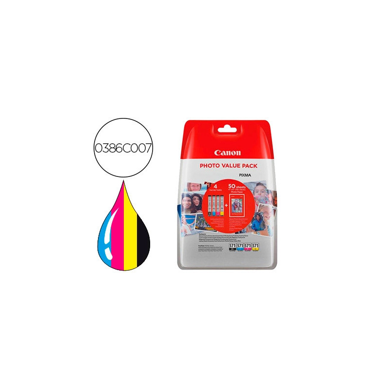 Cartouche canon jet d'encre pg571 349p pour pixma mg575/mg685/mg775 multipack noir/jaune/cyan/magenta