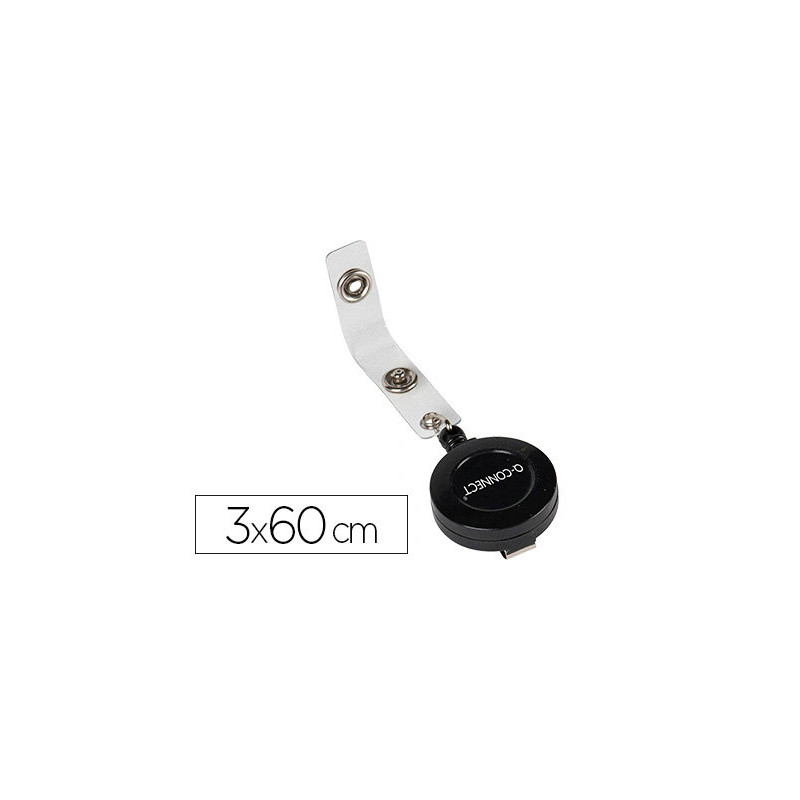 Enrouleur q-connect 60cm avec pince métallique pour badges 30x60mm