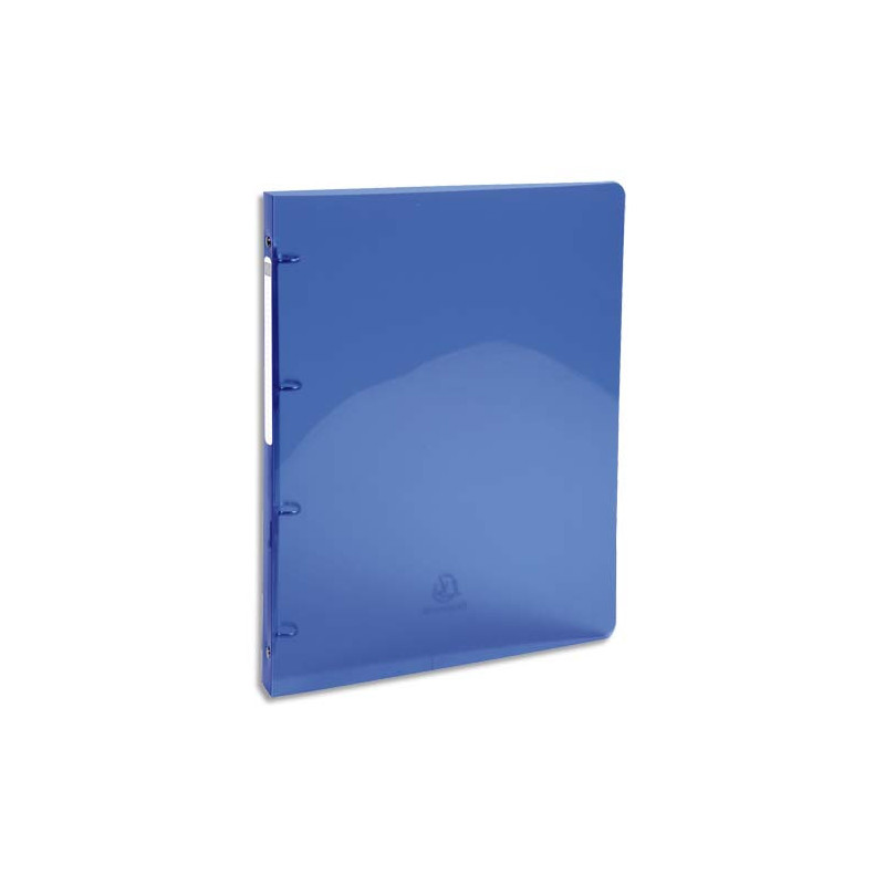 EXACOMPTA Classeur 4 anneaux dia 30mm Iderama polypro souple 7/10 brillant. Dos 4cm. Coloris Bleu clair.