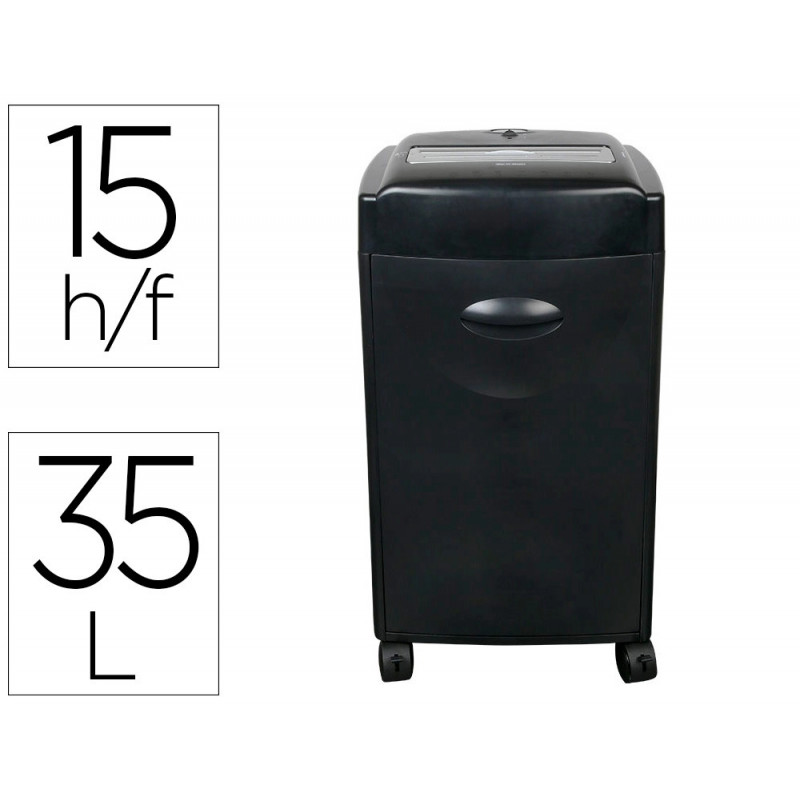 Destructeur q-connect q15cc automatique coupe croisée 4x30mm capacité 15f détruit trombones a4 35l 381x653x325mm