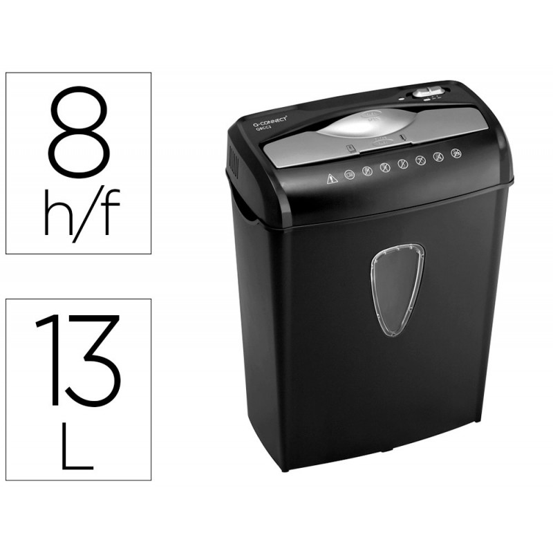 Destructeur q-connect q8ccc automatique coupe croisée 5.6x47mm a4 détruit agrafes trombones cb 13l 306x171x425mm 4.17kg