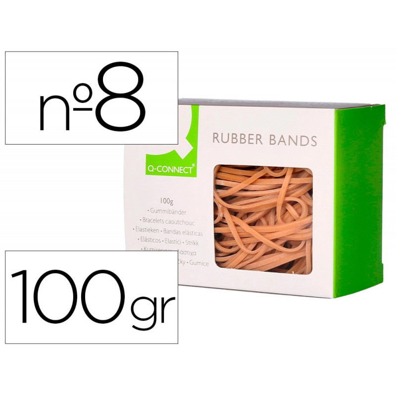 Bracelet caoutchouc q-connect n.8 80x2mm boîte fenêtre 100g