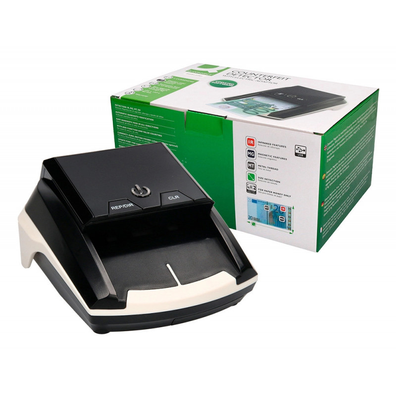 Détecteur q-connect faux billets port usb adaptateur courant europe uk certificat ce 155x137x82mm 700g