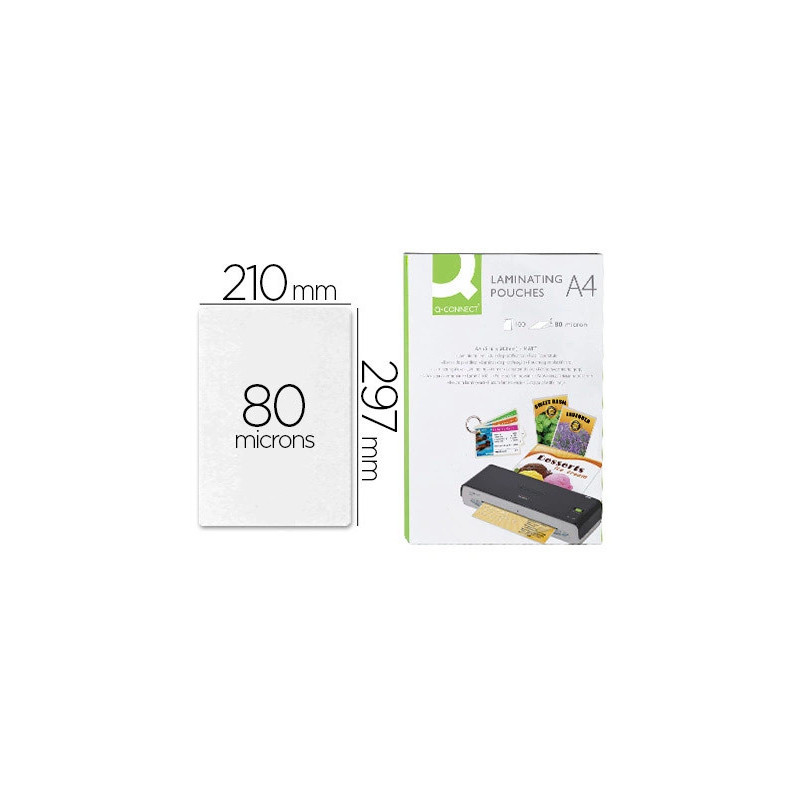 Pochette plastification q-connect à chaud économique format a4 80 microns mat boîte 100 unités